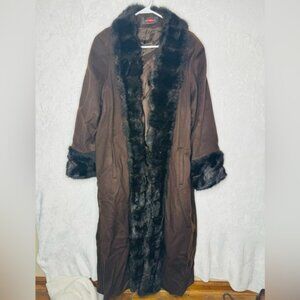 Vintage Alorna Super Fina Brown Long Wool Blend Faux Fur Coat Penny Lane Y2K